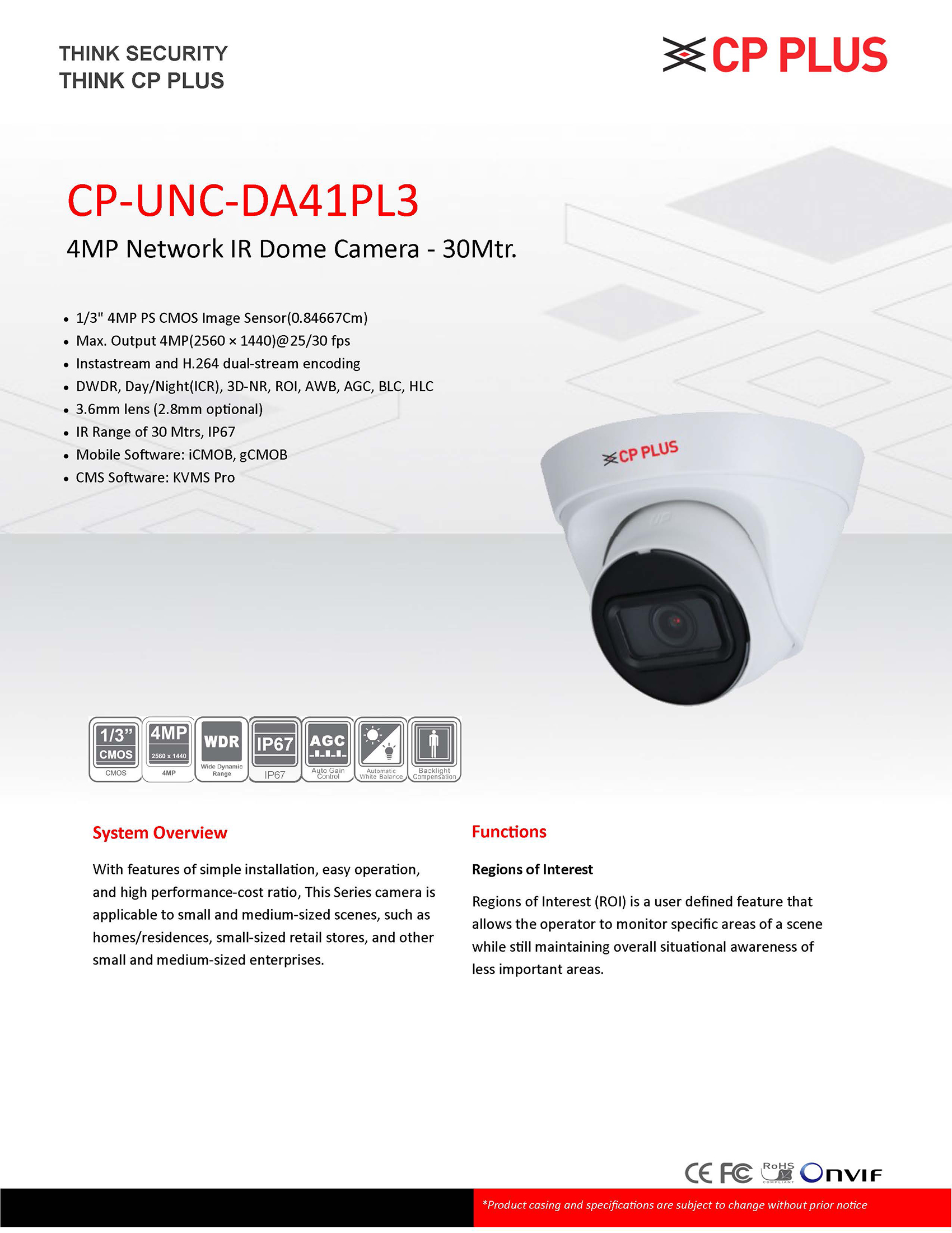 4MP Network IR Dome Camera - 30Mtr - Image 2