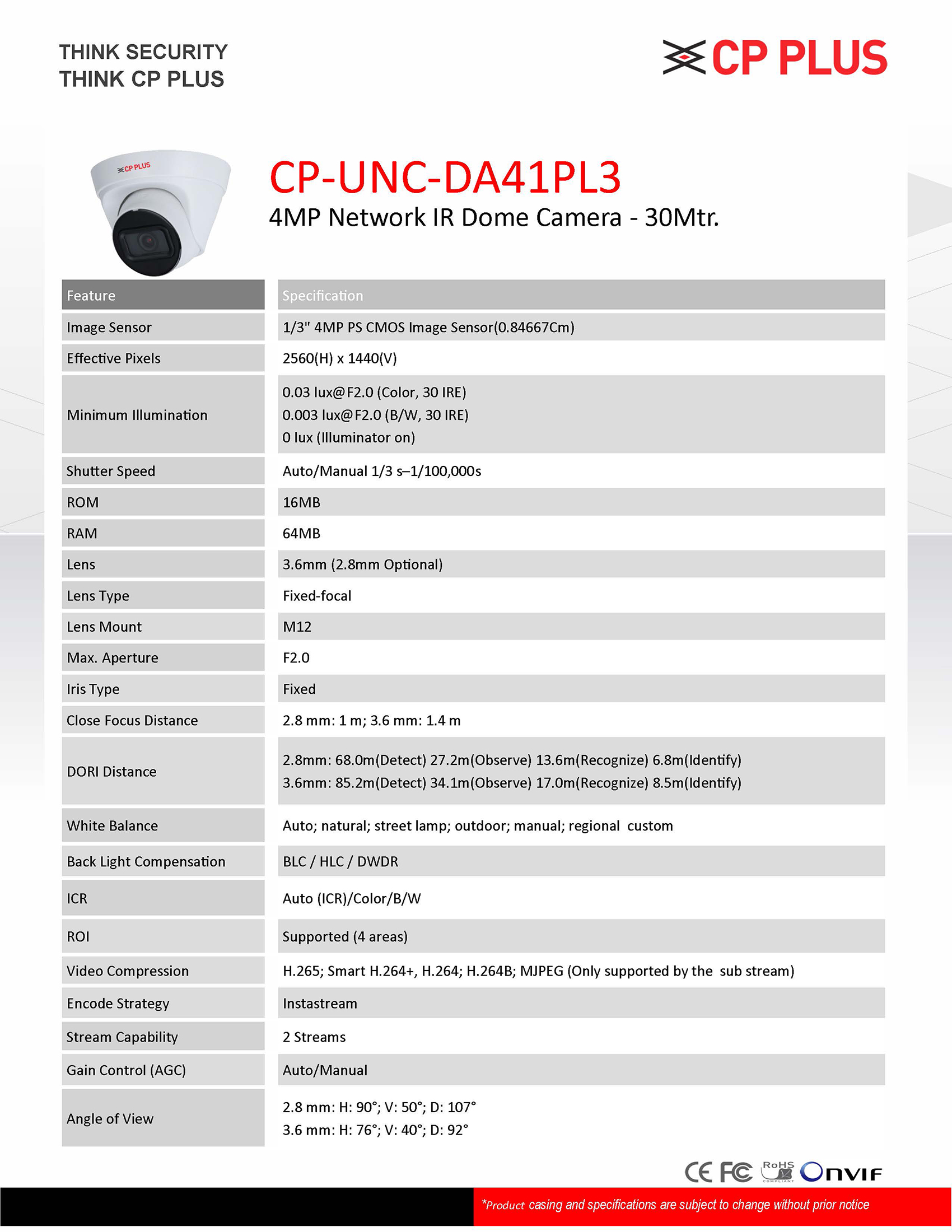 4MP Network IR Dome Camera - 30Mtr - Image 4