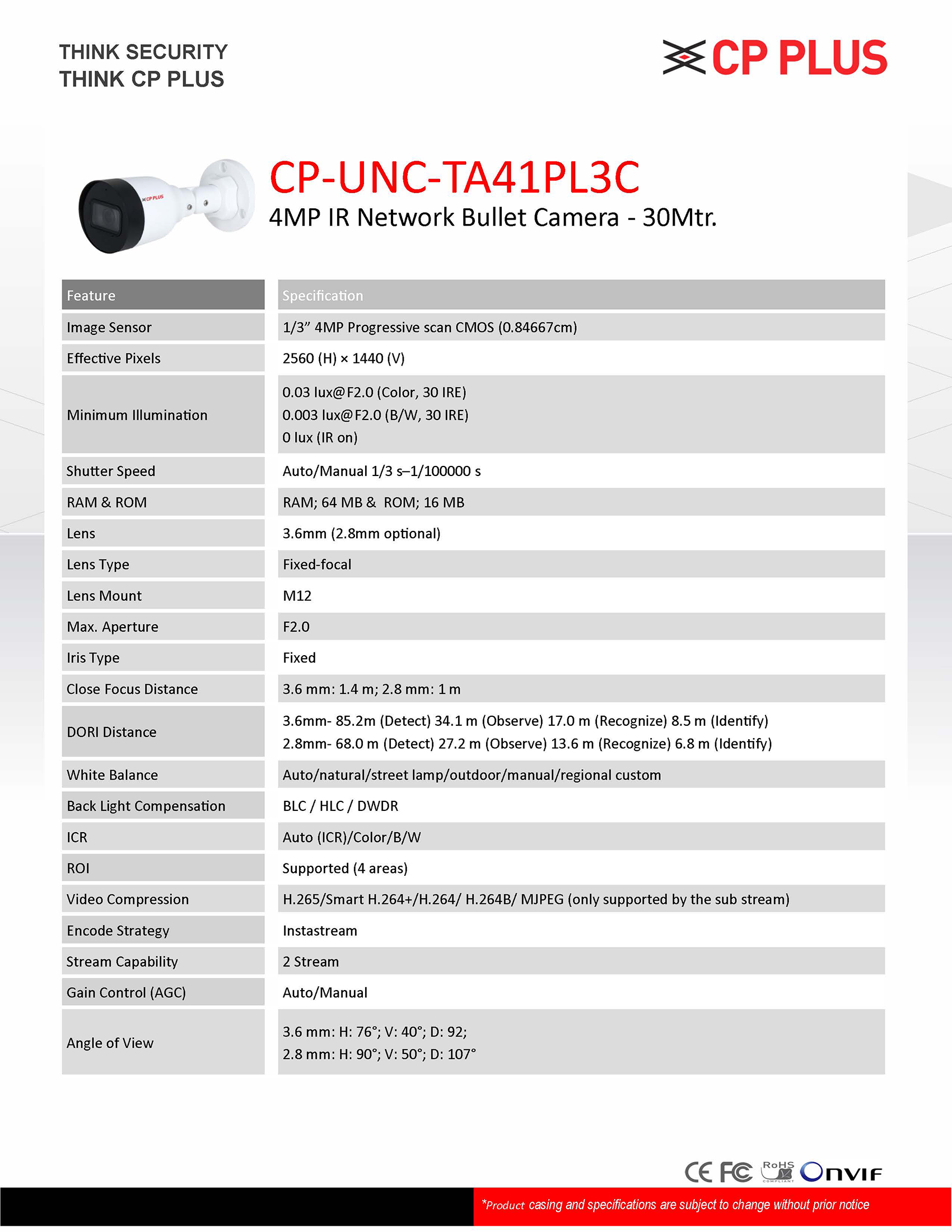 4MP IR Network Audio Bullet Camera - 30Mtr - Image 4