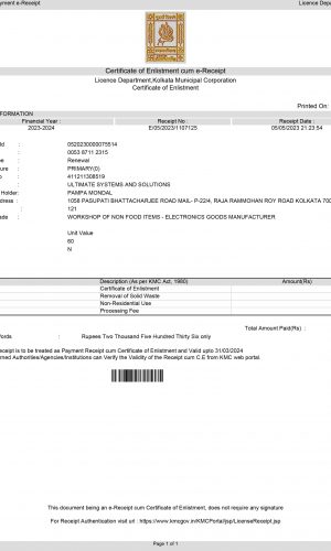Trade licence receipt-2023-2024